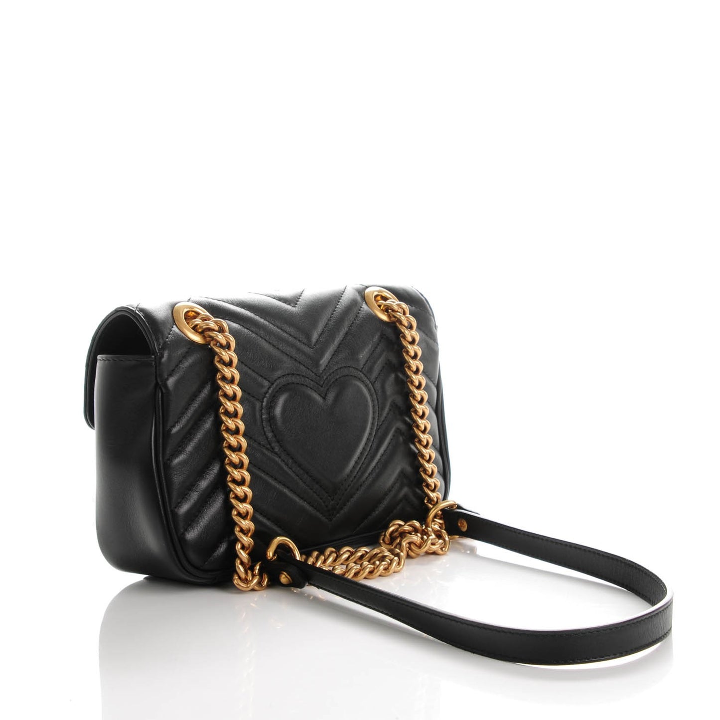 Calfskin Matelasse Mini GG Marmont Shoulder Bag Black