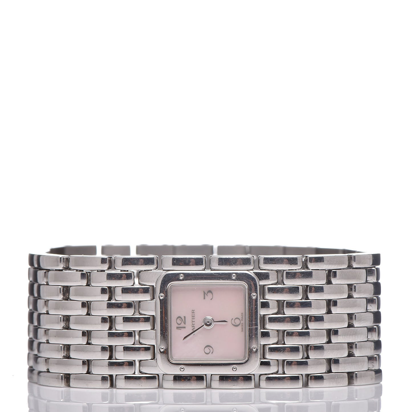 Stainless Steel Pink Mother of Pearl 21mm Panthere Ruban Quartz Watch