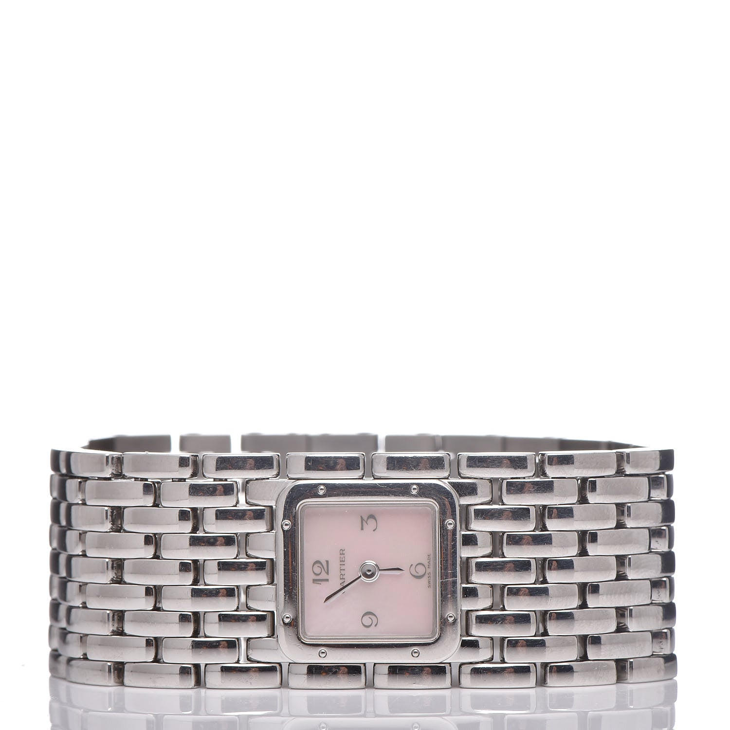 Cartier Stainless Steel Pink Mother of Pearl 21mm Panthere Ruban Quartz Watch 3 of 7