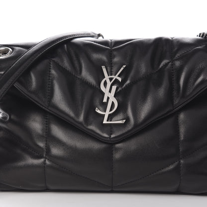 Saint Laurent Lambskin Quilted Small Loulou Puffer Monogram Chain Satchel Black 9 of 9