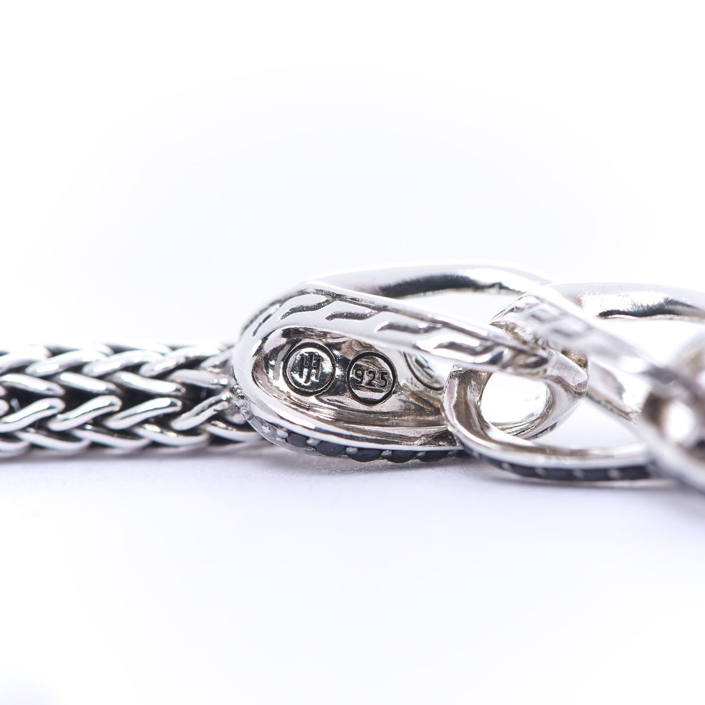 Sterling Silver Black Sapphire Classic Chain Braided Bracelet