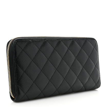Chanel Caviar Quilted Large Gusset Zip Around Wallet Black 3 of 17