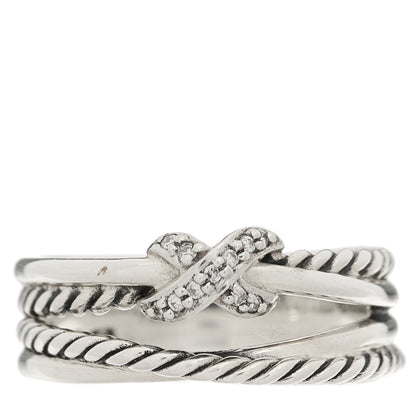 David Yurman Sterling Silver Diamond X Crossover Ring 56 7.5 1 of 4