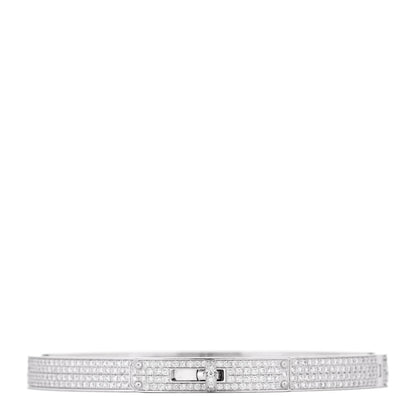 Hermes 18K White Gold Diamond PM Kelly Full Pave Bracelet ST 1 of 4
