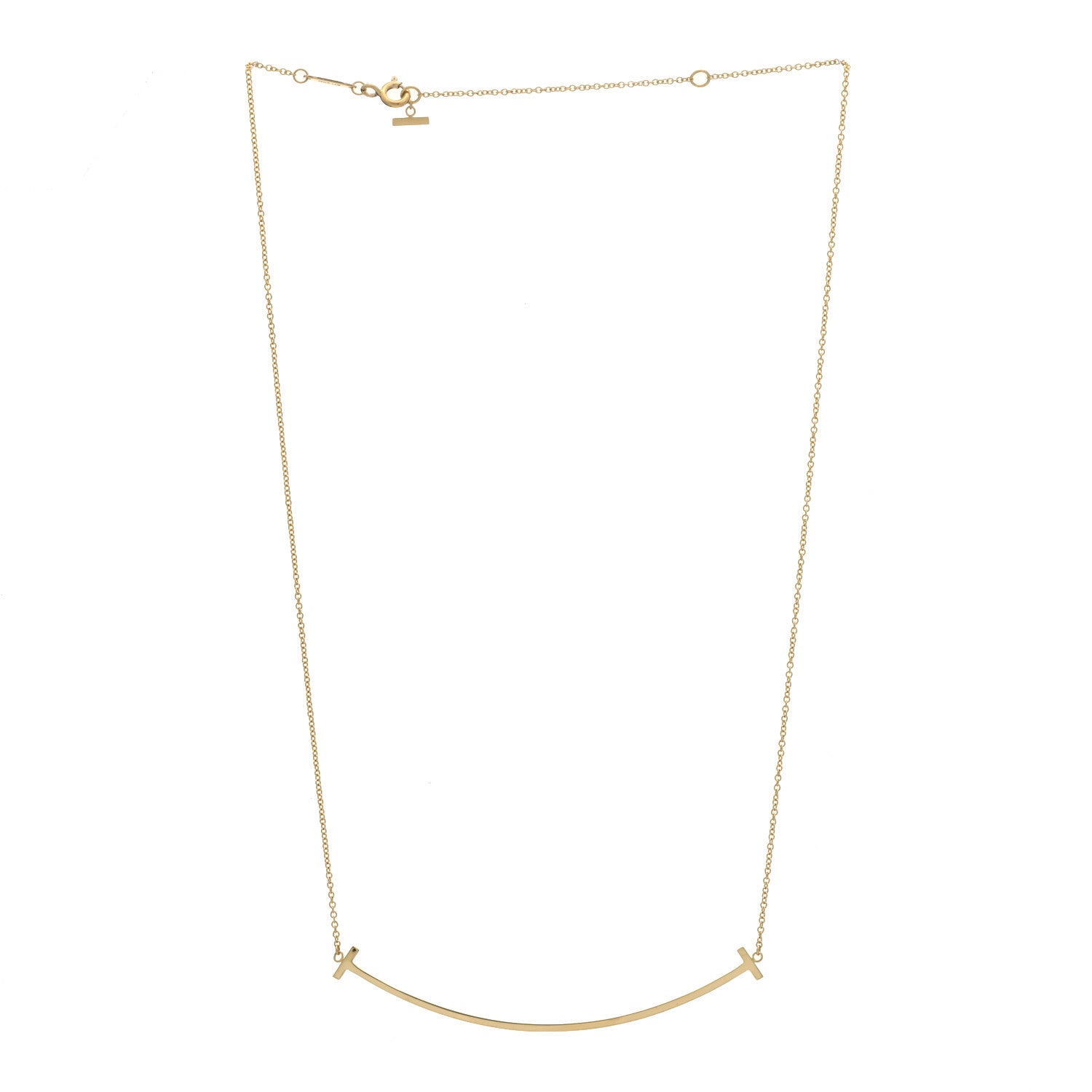 Tiffany 18K Yellow Gold Large T Smile Pendant Necklace 2 of 3