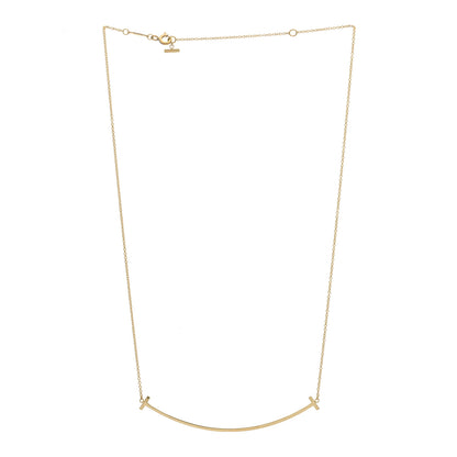 Tiffany 18K Yellow Gold Large T Smile Pendant Necklace 2 of 3