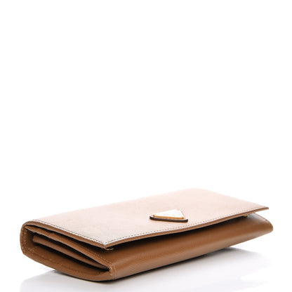 Prada Saffiano Continental Flap Wallet Caramel 4 of 10
