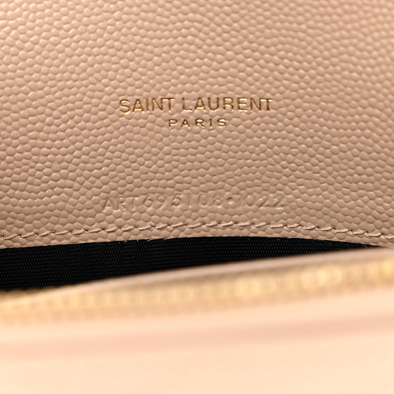 Saint Laurent Grain De Poudre Matelasse Chevron Monogram Envelope Chain Wallet Dark Beige 7 of 11