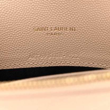 Saint Laurent Grain De Poudre Matelasse Chevron Monogram Envelope Chain Wallet Dark Beige 7 of 11