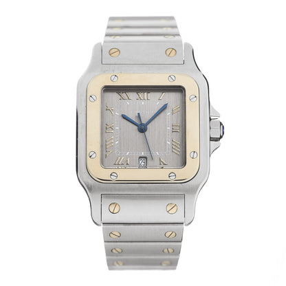 Cartier Stainless Steel 18K Yellow Gold 29mm Santos De Cartier Galbee Quartz Watch Silver 1 of 6