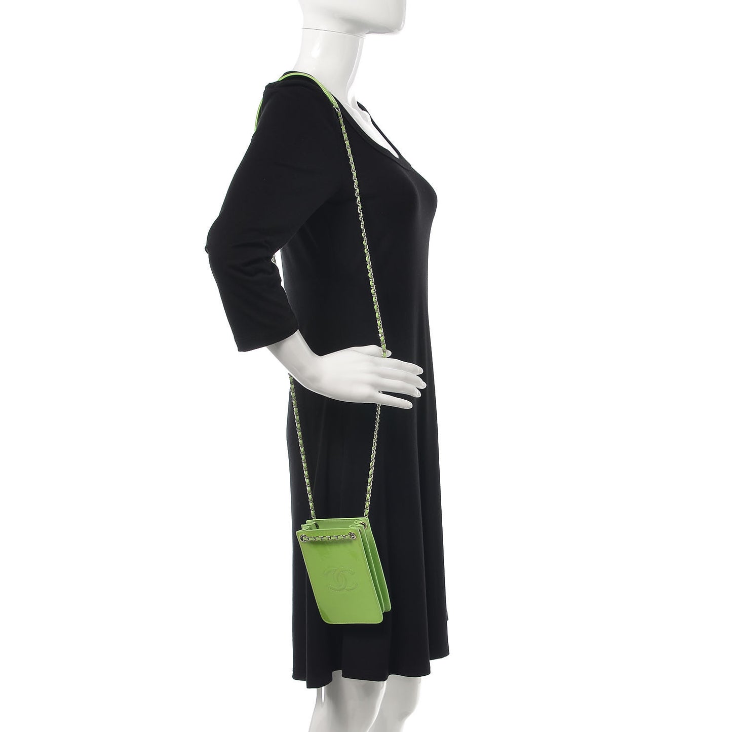 Patent Crossbody CC Phone Holder Light Green