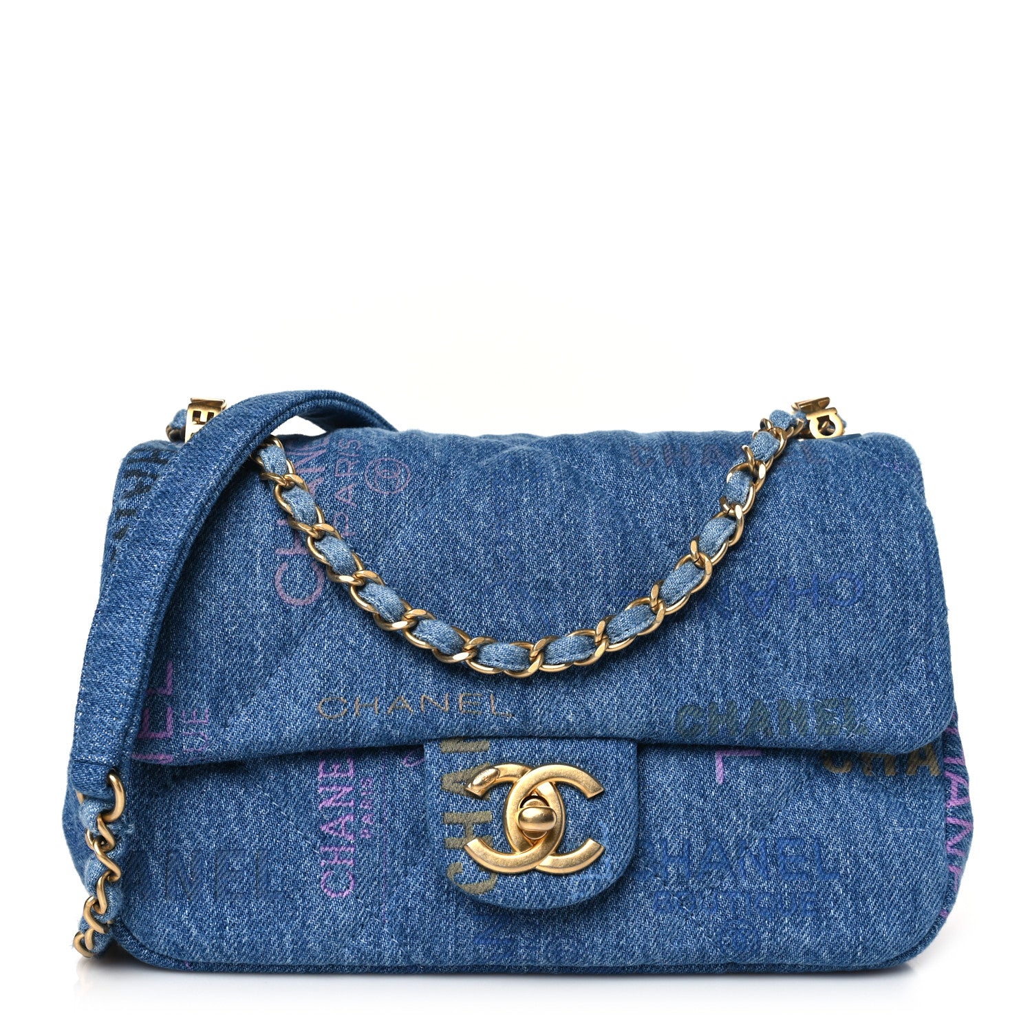 Chanel Denim Quilted Mini Denim Mood Rectangular Flap Blue Multicolor 1 of 9