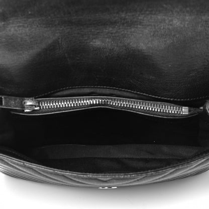 Saint Laurent Sheepskin Matelasse Chevron Monogram Medium College Bag Black 4 of 4