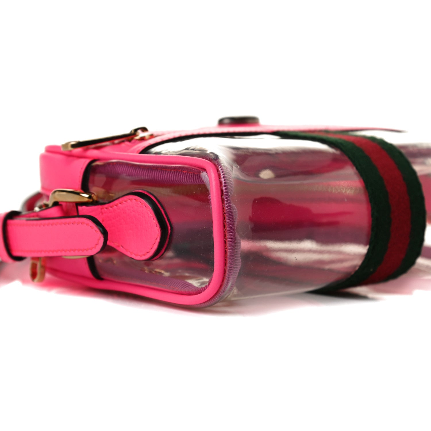 Gucci Vinyl Web Mini Ophidia Transparent Shoulder Bag Fluorescent Fuchsia 9 of 14