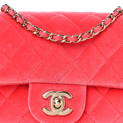 Chanel Velvet Quilted Mini Rectangular Pearl Crush Flap Coral 8 of 10