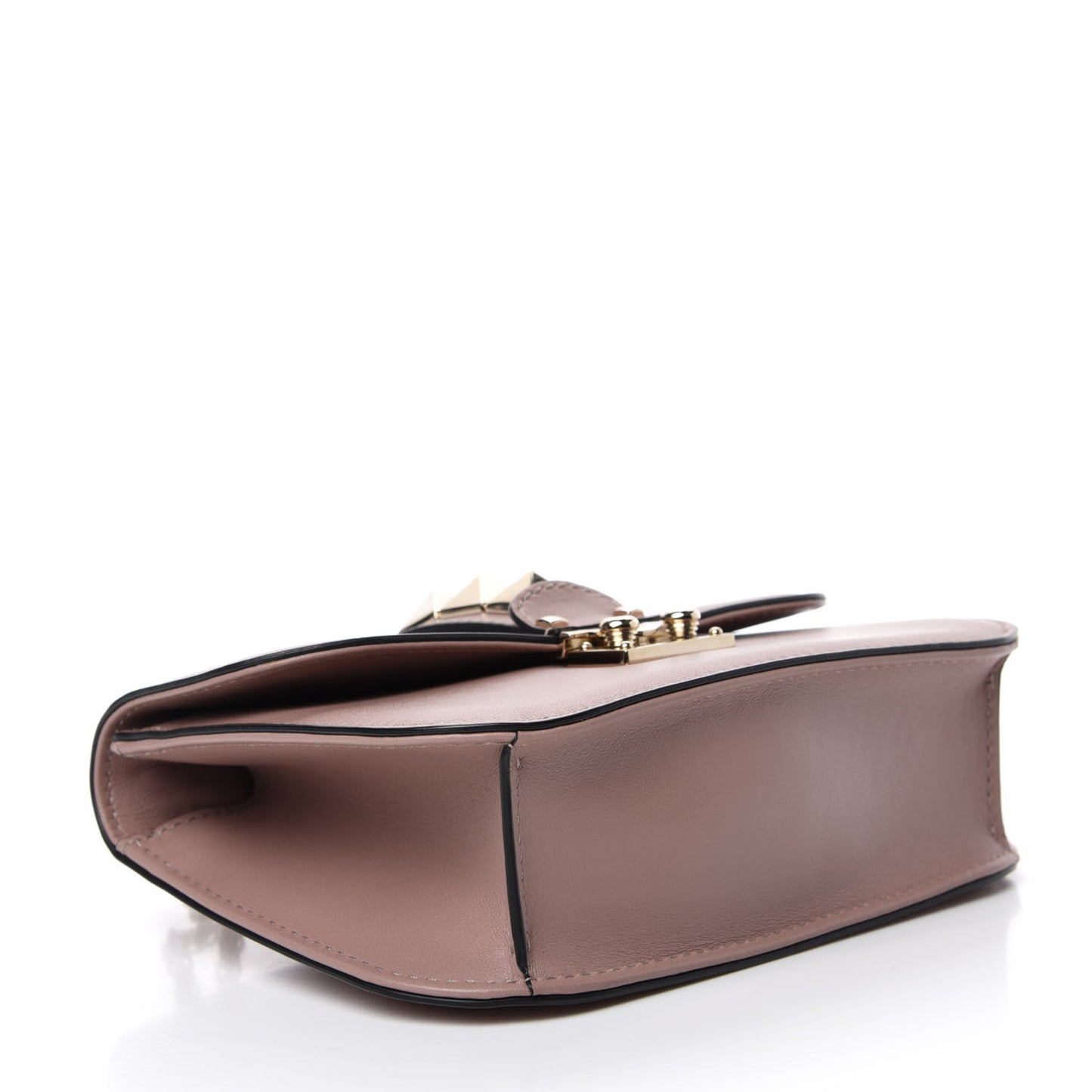 Vitello Small Glam Lock Rockstud Flap Poudre