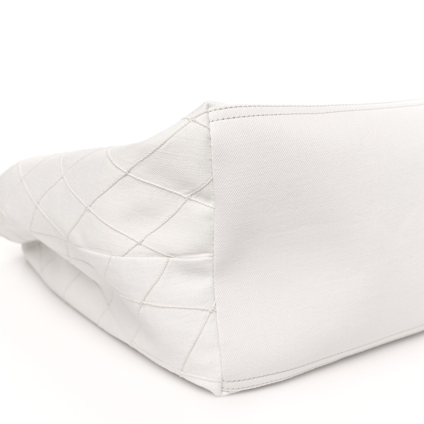 Denim Calfskin Quilted Coco Beach Small Shopping Tote White Black