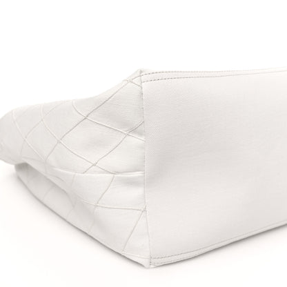Chanel Denim Calfskin Quilted Coco Beach Small Shopping Tote White Black 10 of 11