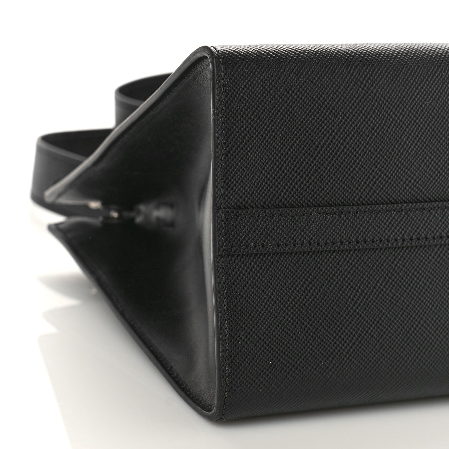 Prada Saffiano Cuir Calfskin Medium Monochrome Top Handle Tote Black 7 of 9