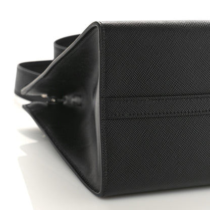 Prada Saffiano Cuir Calfskin Medium Monochrome Top Handle Tote Black 7 of 9