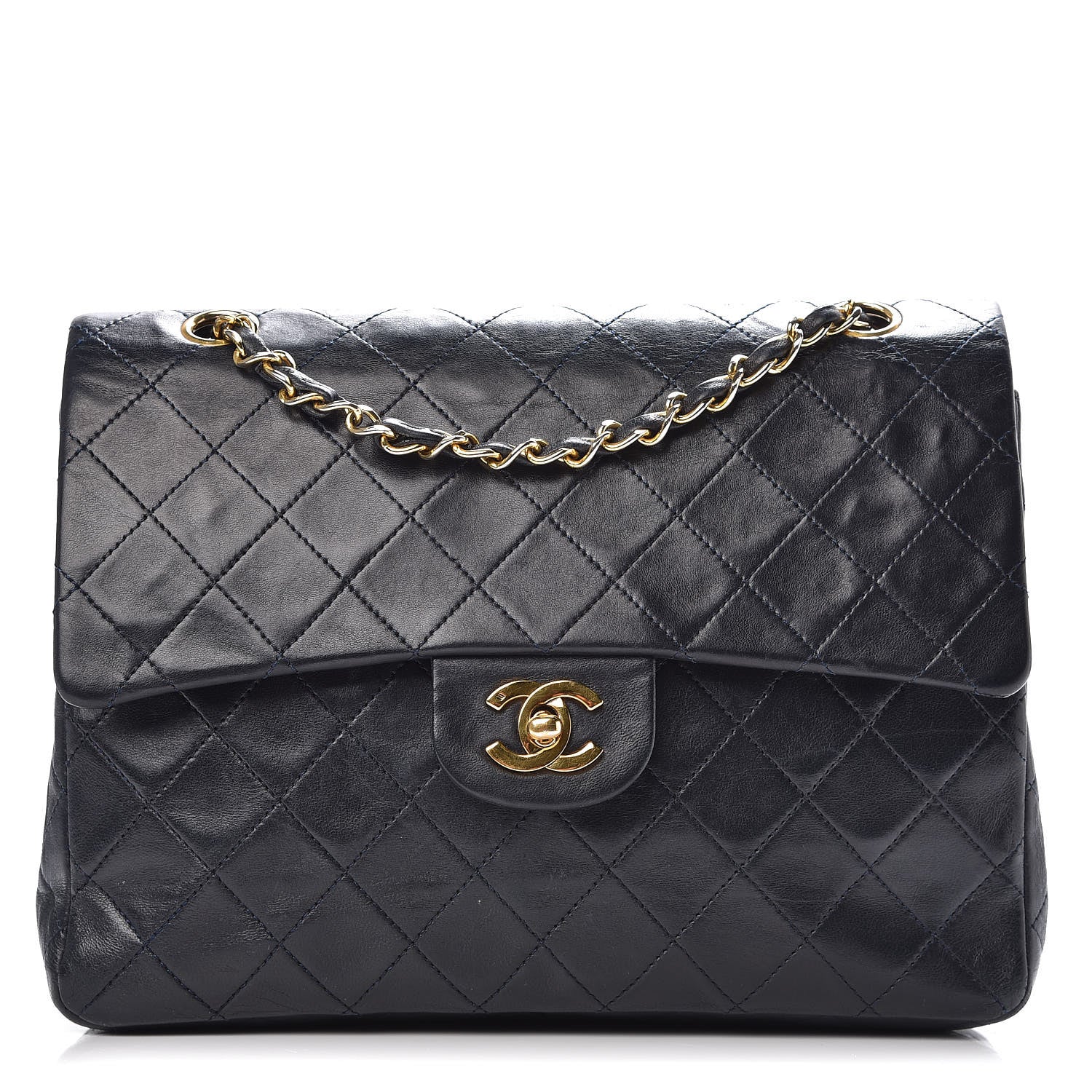 Chanel Lambskin Quilted Medium Double Flap Navy 1 of 19
