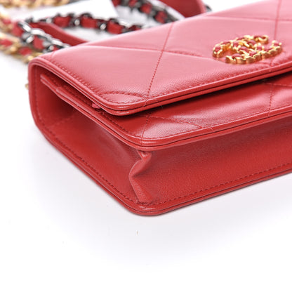 Chanel Goatskin Quilted 19 Wallet On Chain WOC Red 9 of 12