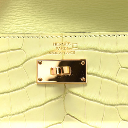 Hermes Matte Alligator Kelly Pocket Compact Wallet Jaune Bourgeon 6 of 10