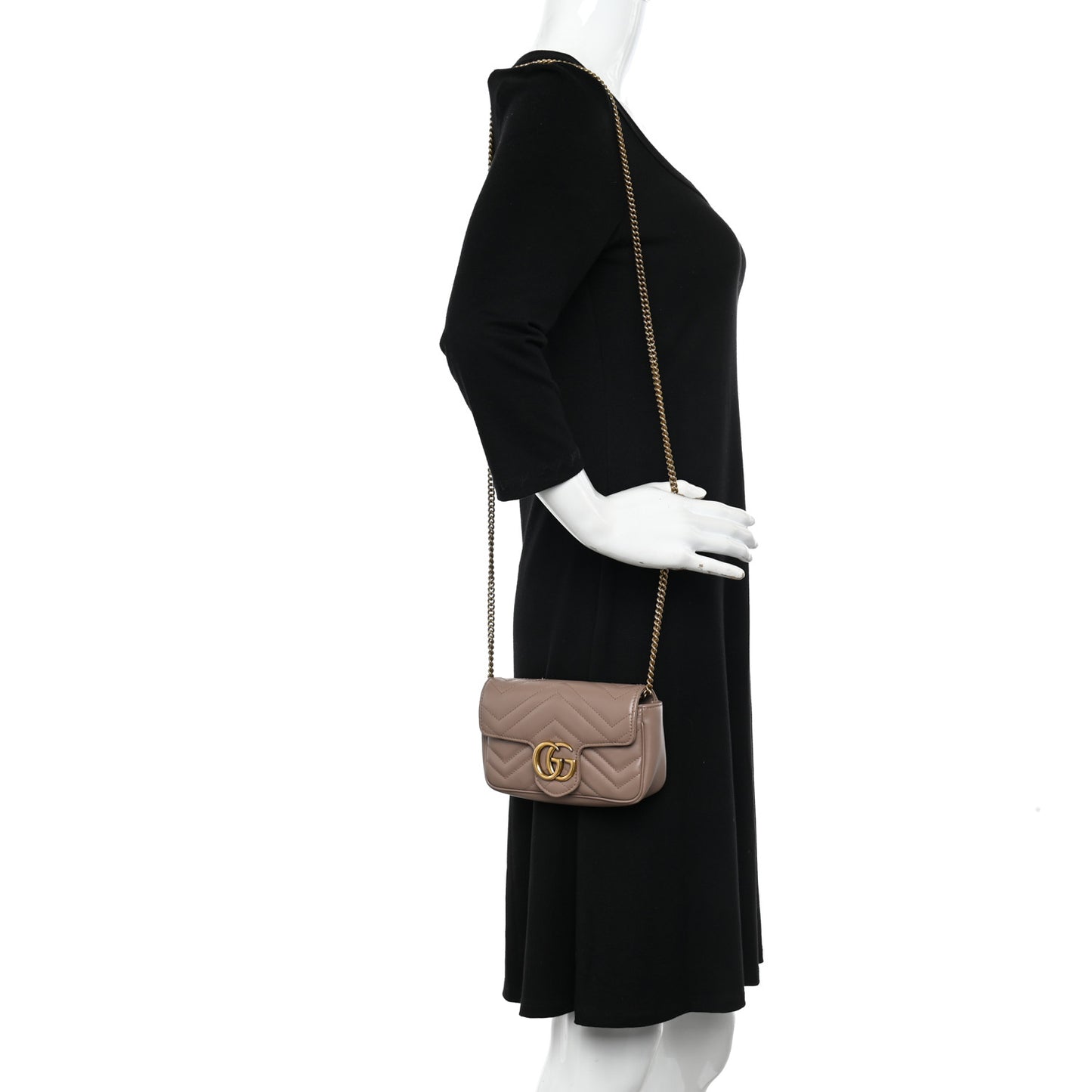 Calfskin Matelasse Super Mini GG Marmont Shoulder Bag Porcelain Rose