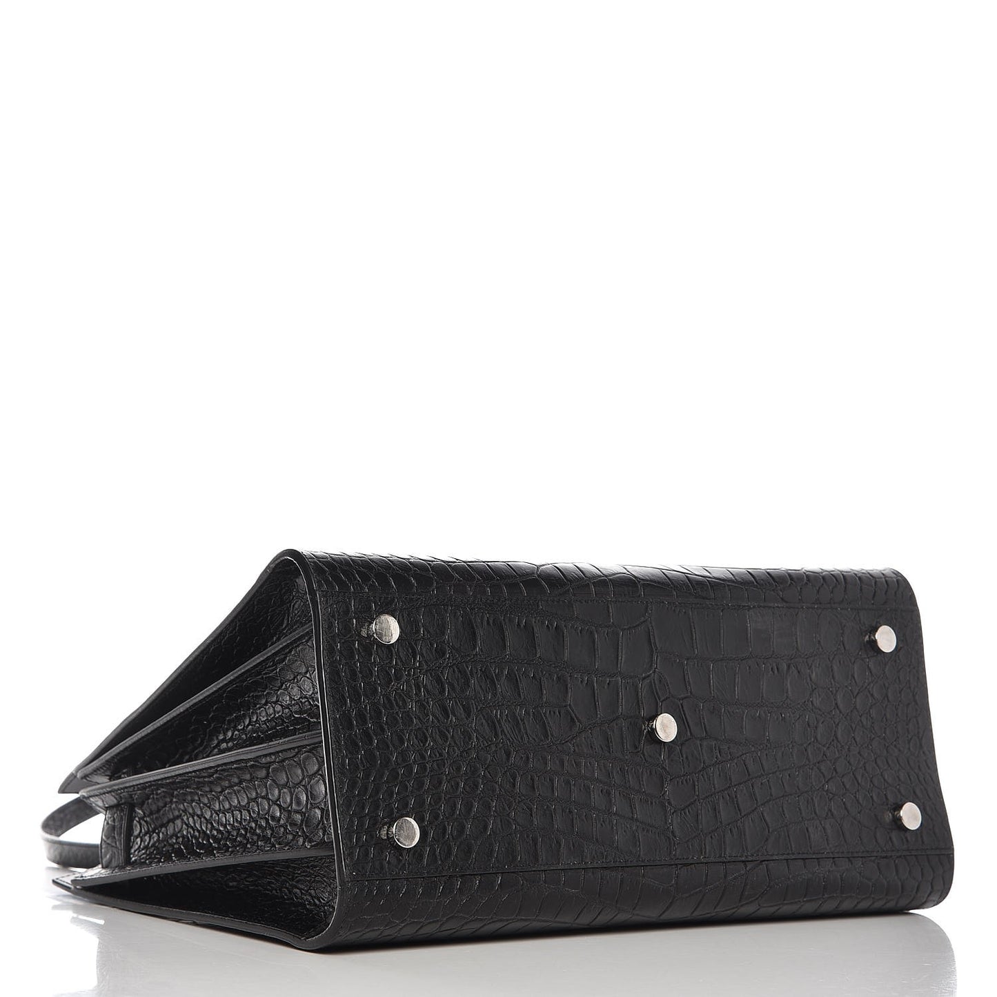 Croc Calfskin Embossed Small Sac de Jour Black