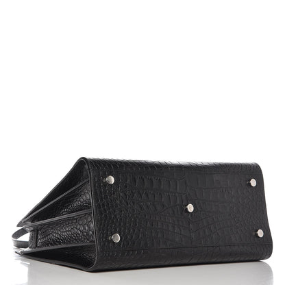 Saint Laurent Croc Calfskin Embossed Small Sac de Jour Black 4 of 7