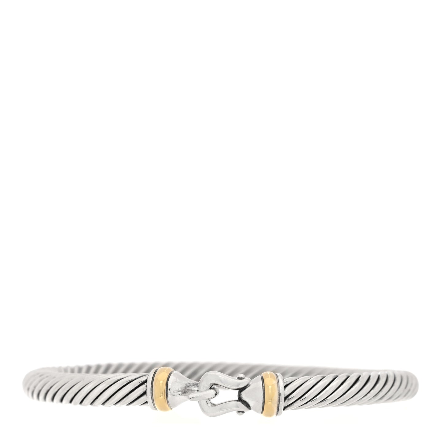 Sterling Silver 18K Yellow Gold 5mm Cable Classic Buckle Bracelet