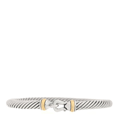 David Yurman Sterling Silver 18K Yellow Gold 5mm Cable Classic Buckle Bracelet 1 of 3