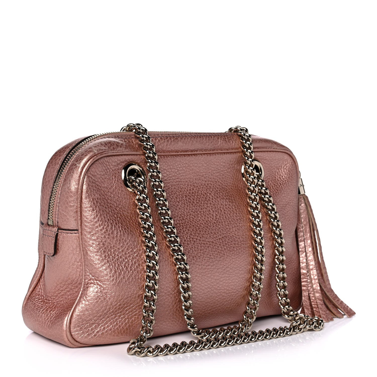 Gucci Metallic Pebbled Calfskin Small Soho Bowler Pink 3 of 11
