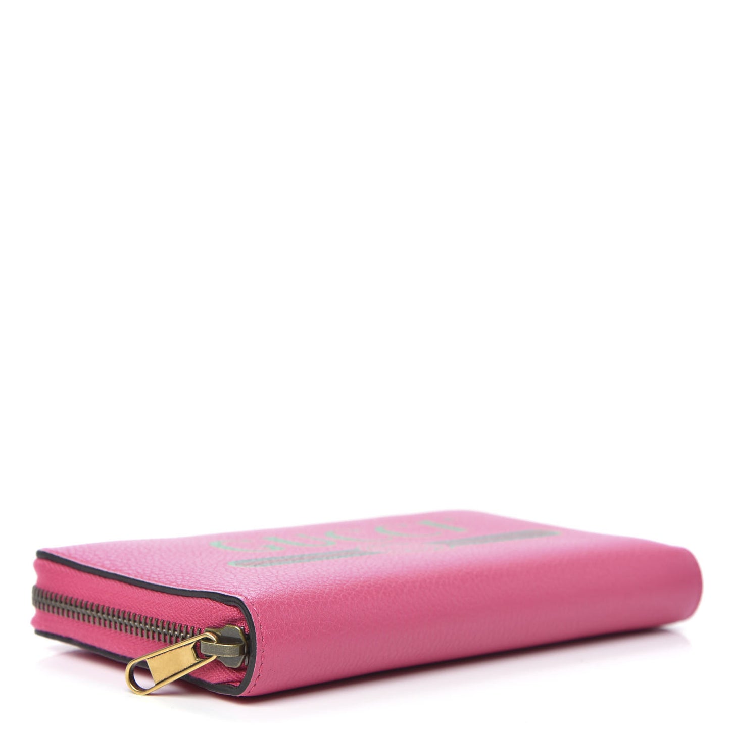Grained Calfskin Logo Zip Around Wallet Box Pink Green