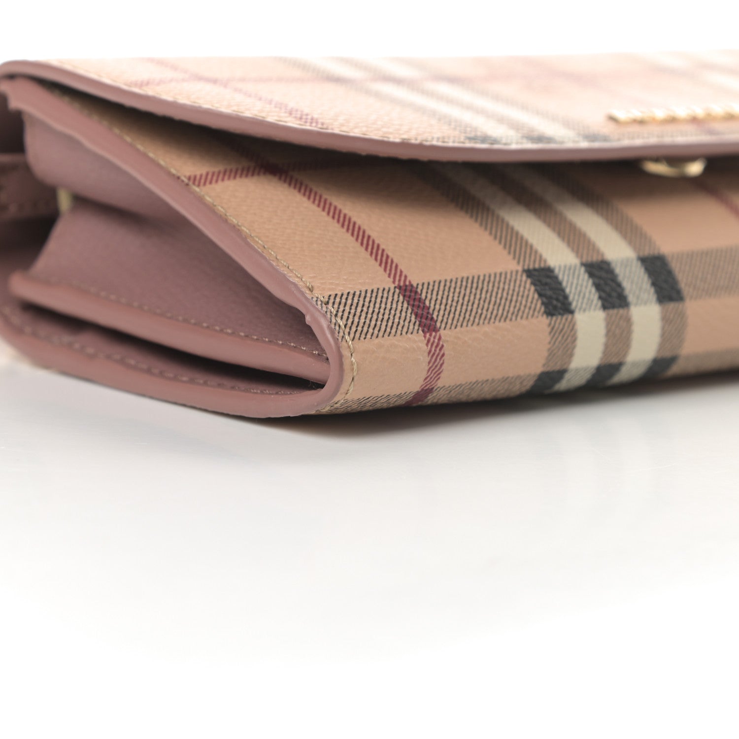 Burberry Haymarket Check Henley Wallet On Chain Dusty Pink 10 of 11