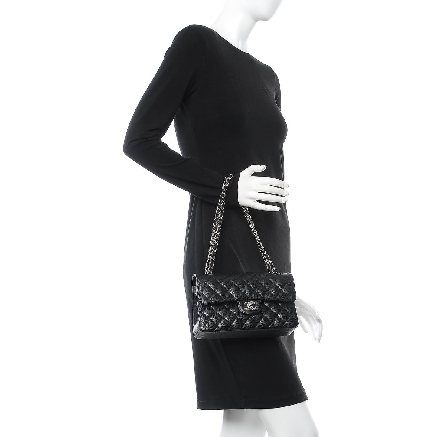 Caviar Quilted Small Double Flap Black