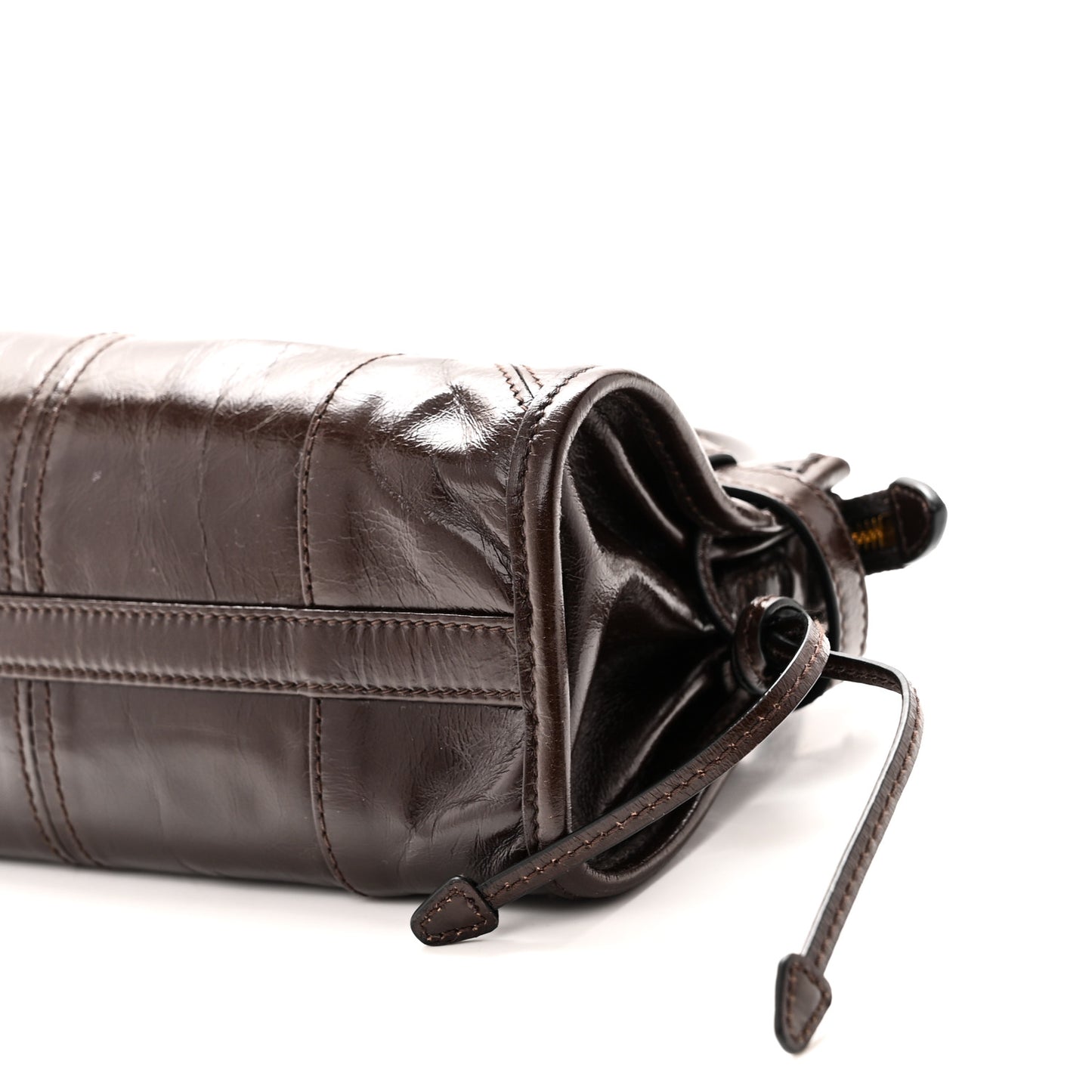 Glossy Calfskin Triangle Mini Bonnie Shoulder Bag Moro
