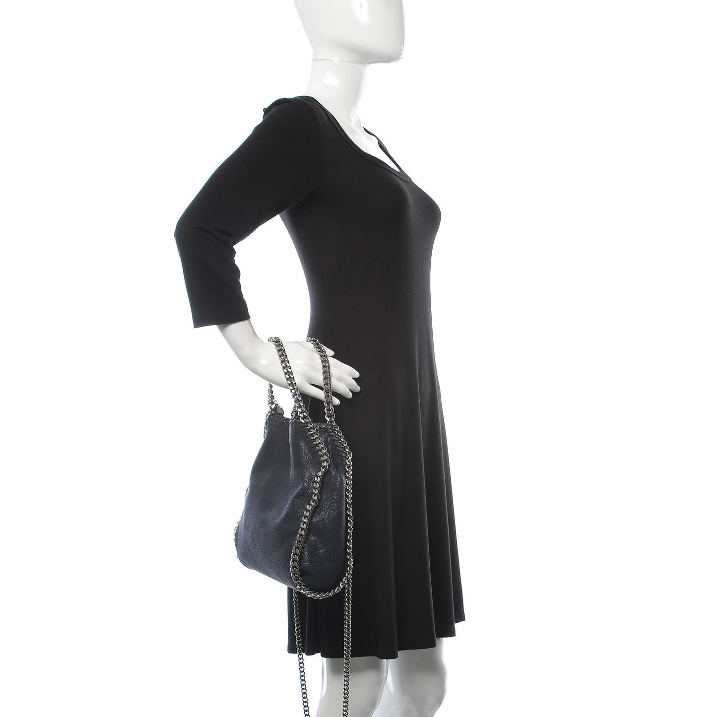 Shaggy Deer Mini Falabella Fold Over Tote Navy