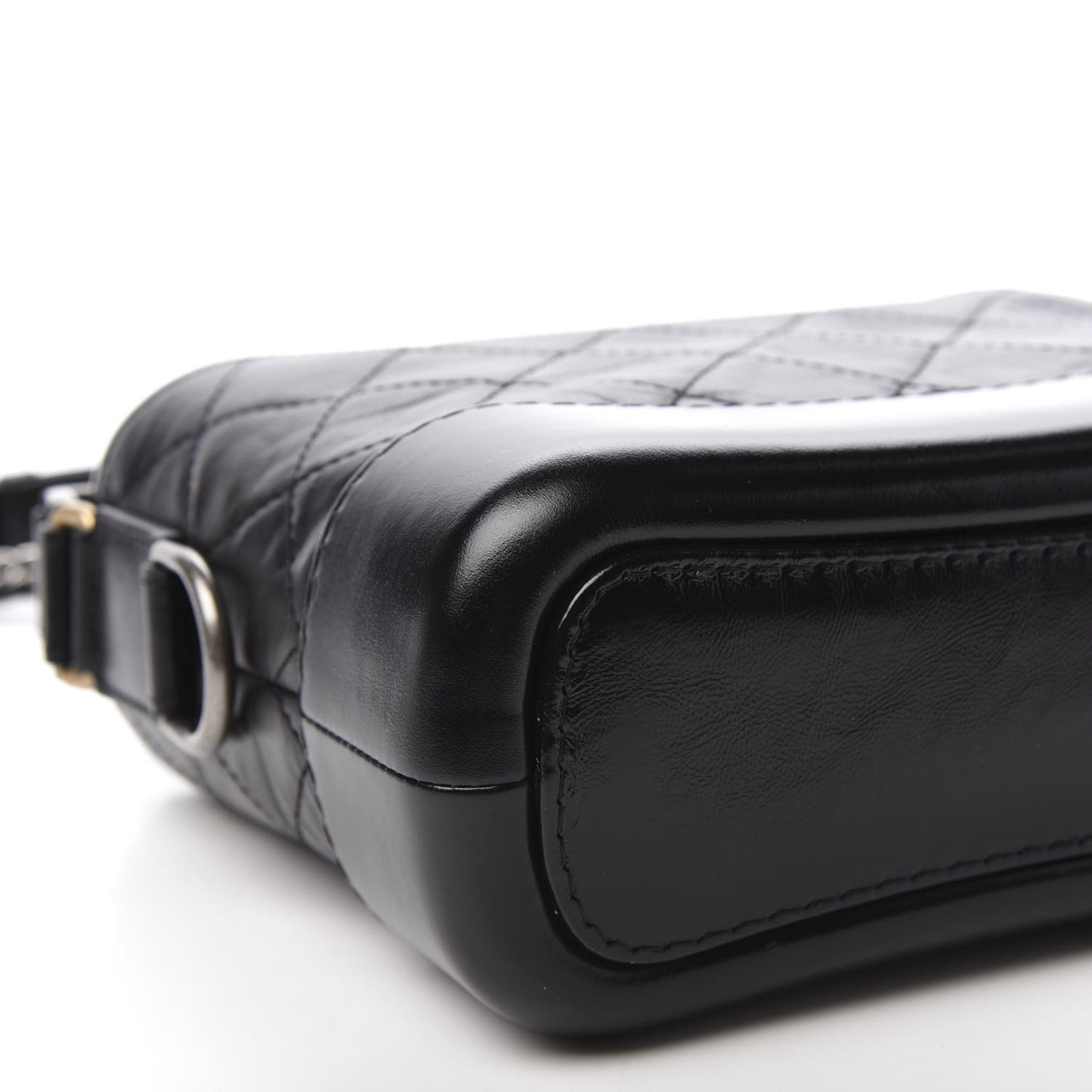 Aged Calfskin Quilted Small Gabrielle Hobo Black