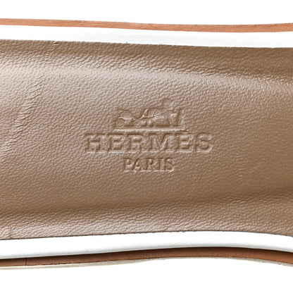 Hermes Box Calfskin Oran Sandals 38 White 9 of 10