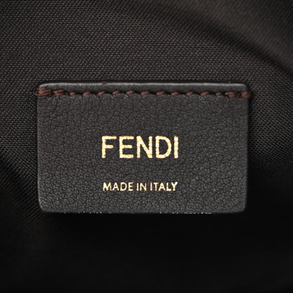 Fendi Glazed Fabric Vitello Century FF 1974 Stamp Patch Mini Camera Case Mogano Panna Black 6 of 10