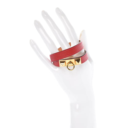 Hermes Epsom Rivale Double Tour Bracelet S Rouge Casaque 2 of 8