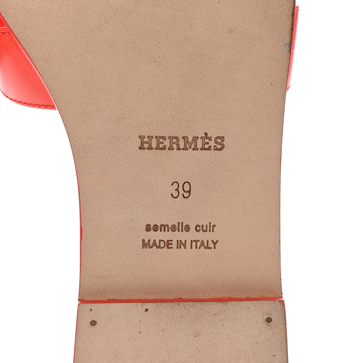 Hermes Box Calfskin Oran Sandals 39 Rouge Jaipur 7 of 9