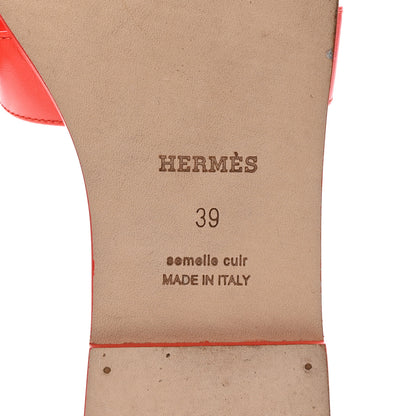 Hermes Box Calfskin Oran Sandals 39 Rouge Jaipur 7 of 9