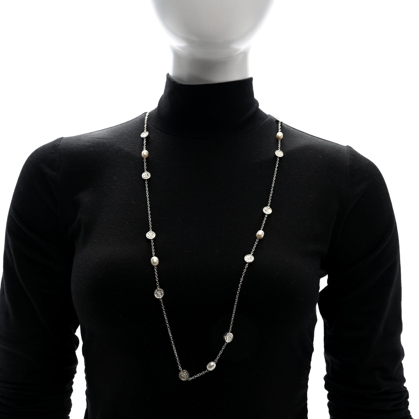 Sterling Silver Cultured Pearl Hibiscus Flower Station Necklace