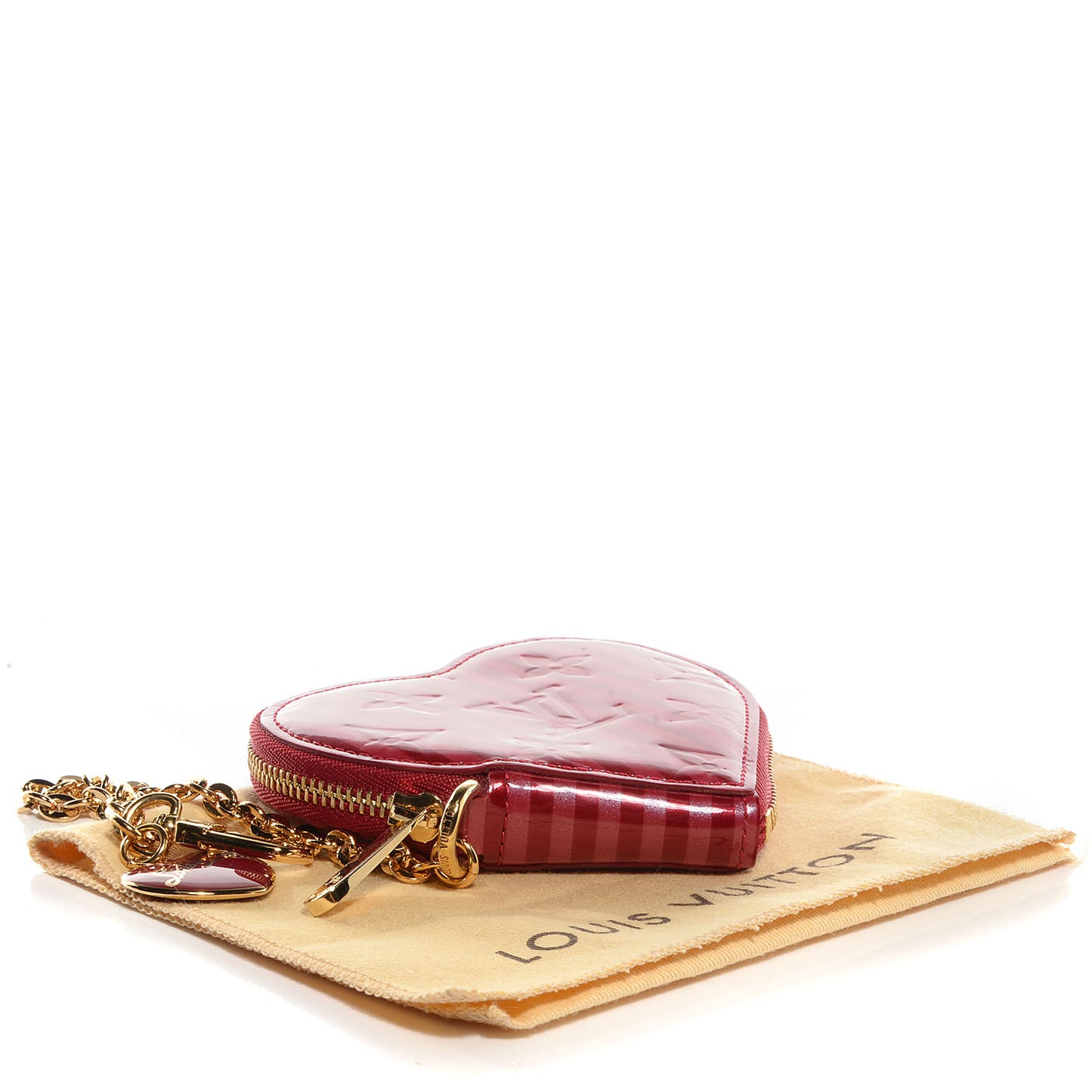 Vernis Rayures Coeur Heart Coin Purse Pomme D'Amour