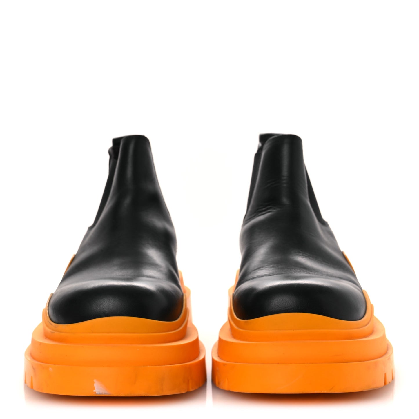 Calfskin The Tire Cropped Chelsea Boots 40.5 Black Tangerine