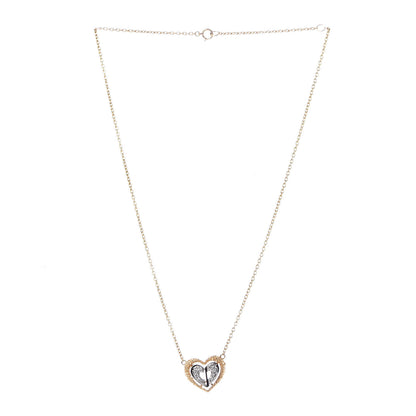 Christian Dior 18K Yellow White Gold Diamond Double Heart Necklace 1 of 5