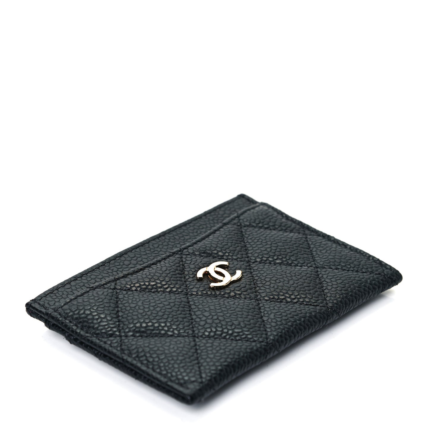 Caviar Quilted Card Holder Black
