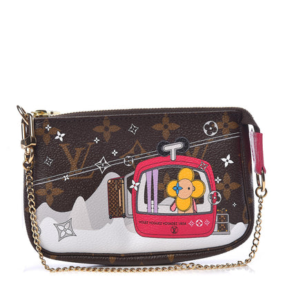 Louis Vuitton Monogram 2019 Christmas Animation Mini Courchevel Pochette Accessories Fuchsia 1 of 8